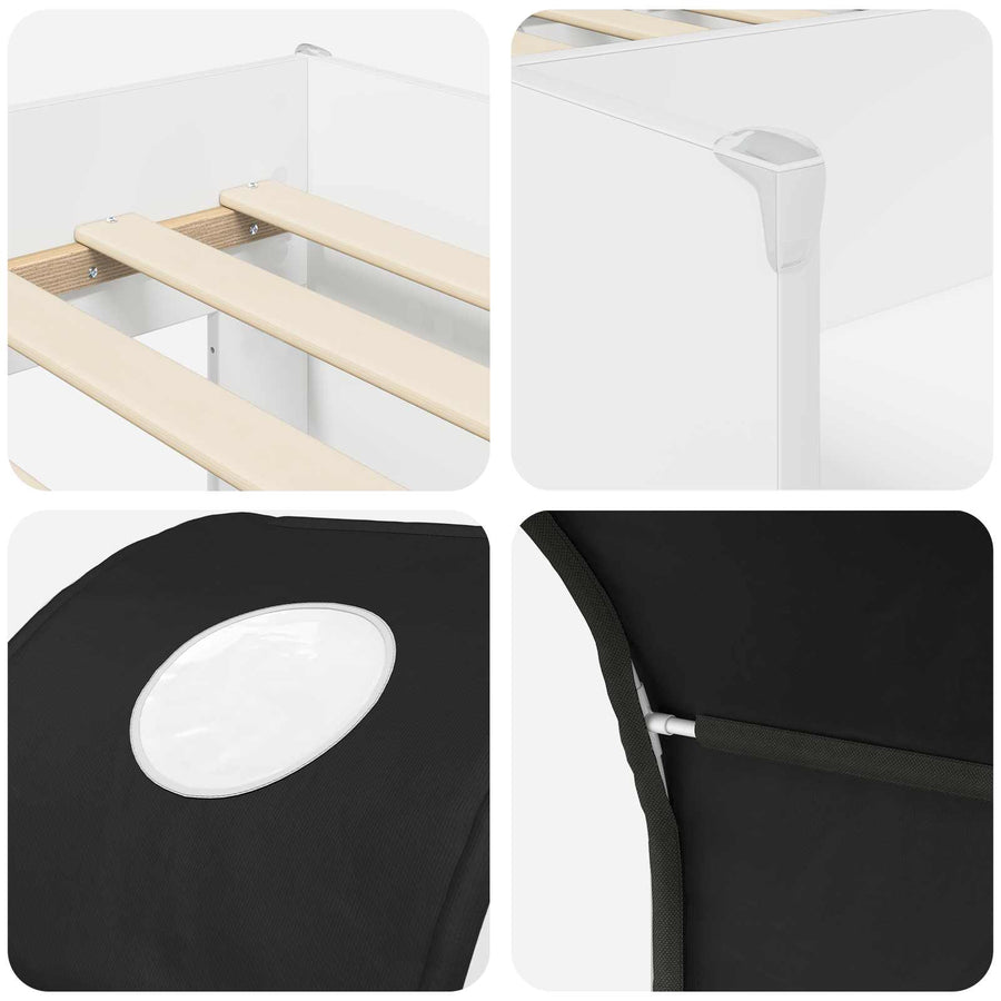 Bed met Tunnel 4 pcs Wit en zwart Bewerkt hout