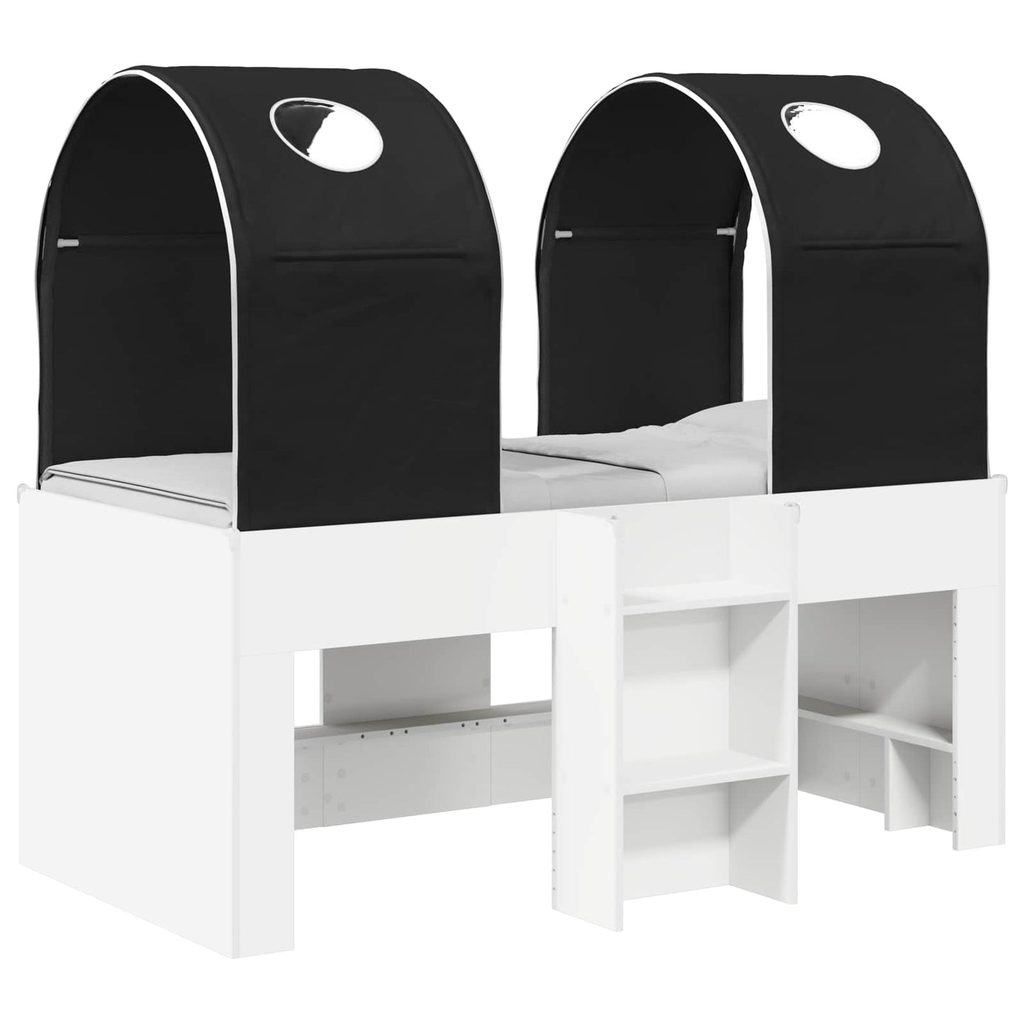 Bed met Tunnel 4 pcs Wit en zwart Bewerkt hout