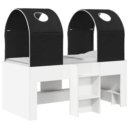 Bed met Tunnel 4 pcs Wit en zwart Bewerkt hout