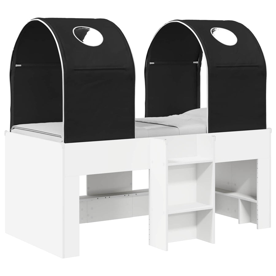 Bed met Tunnel 4 pcs Wit en zwart Bewerkt hout