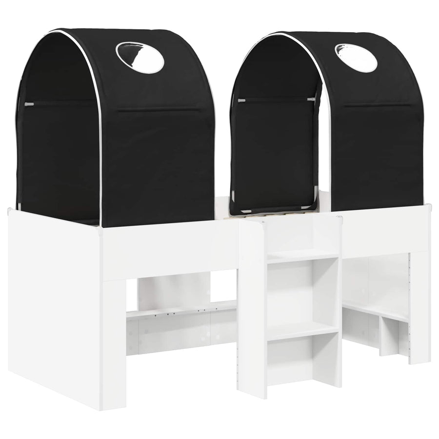 Bed met Tunnel 4 pcs Wit en zwart Bewerkt hout