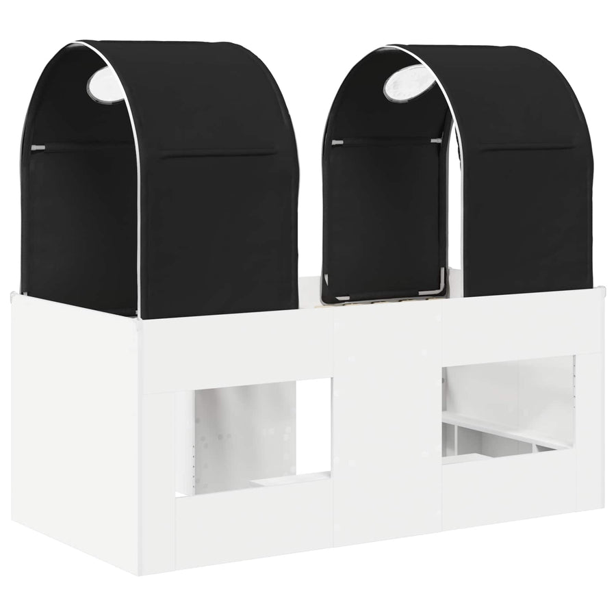 Bed met Tunnel 4 pcs Wit en zwart Bewerkt hout