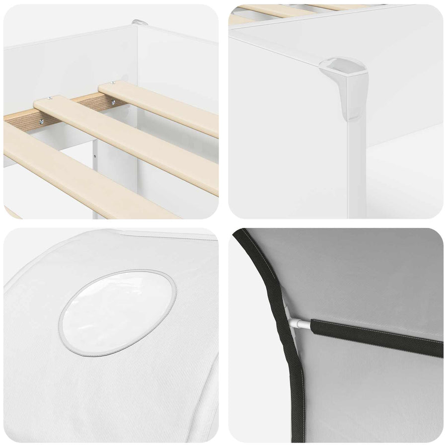 Bed met Tunnel 4 pcs Wit Bewerkt hout
