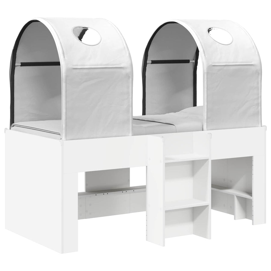 Bed met Tunnel 4 pcs Wit Bewerkt hout