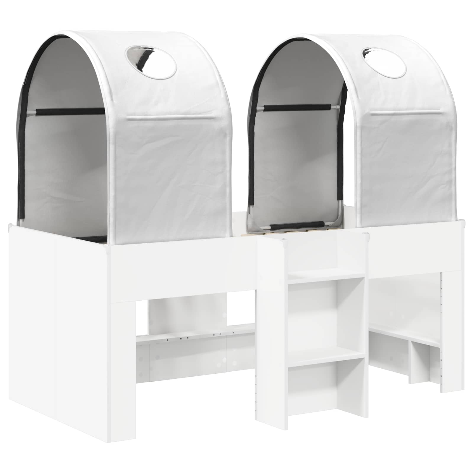 Bed met Tunnel 4 pcs Wit Bewerkt hout