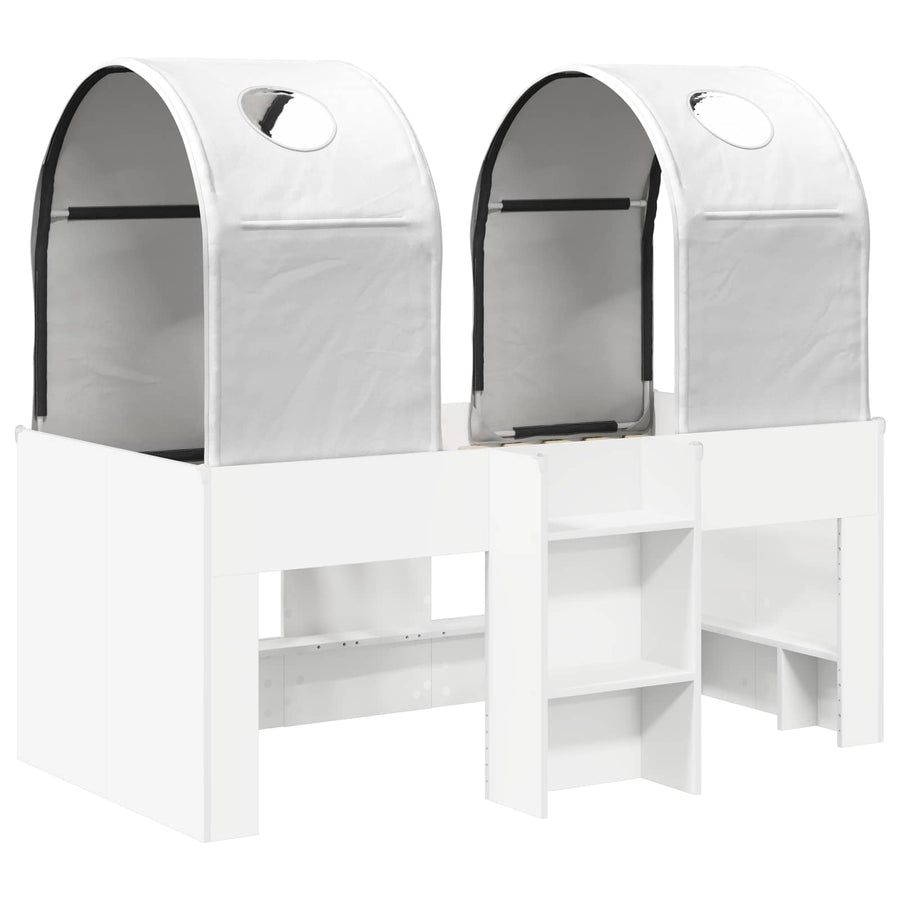 Bed met Tunnel 4 pcs Wit Bewerkt hout