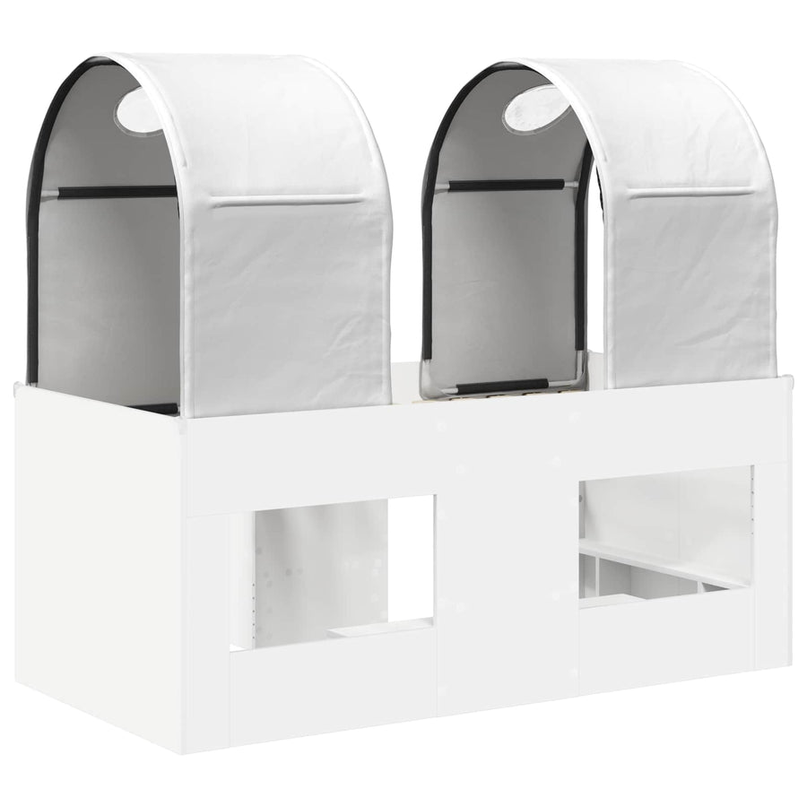 Bed met Tunnel 4 pcs Wit Bewerkt hout