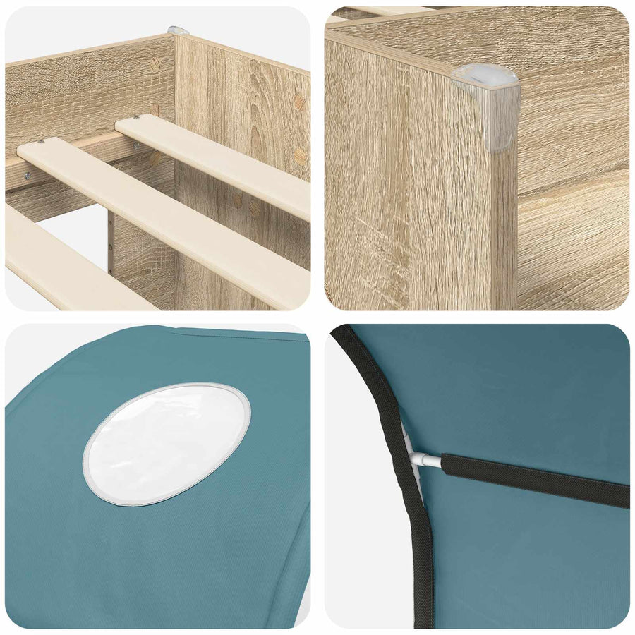 Bed met Tunnel 3 st Sonoma en Lichtblauw Bewerkt hout