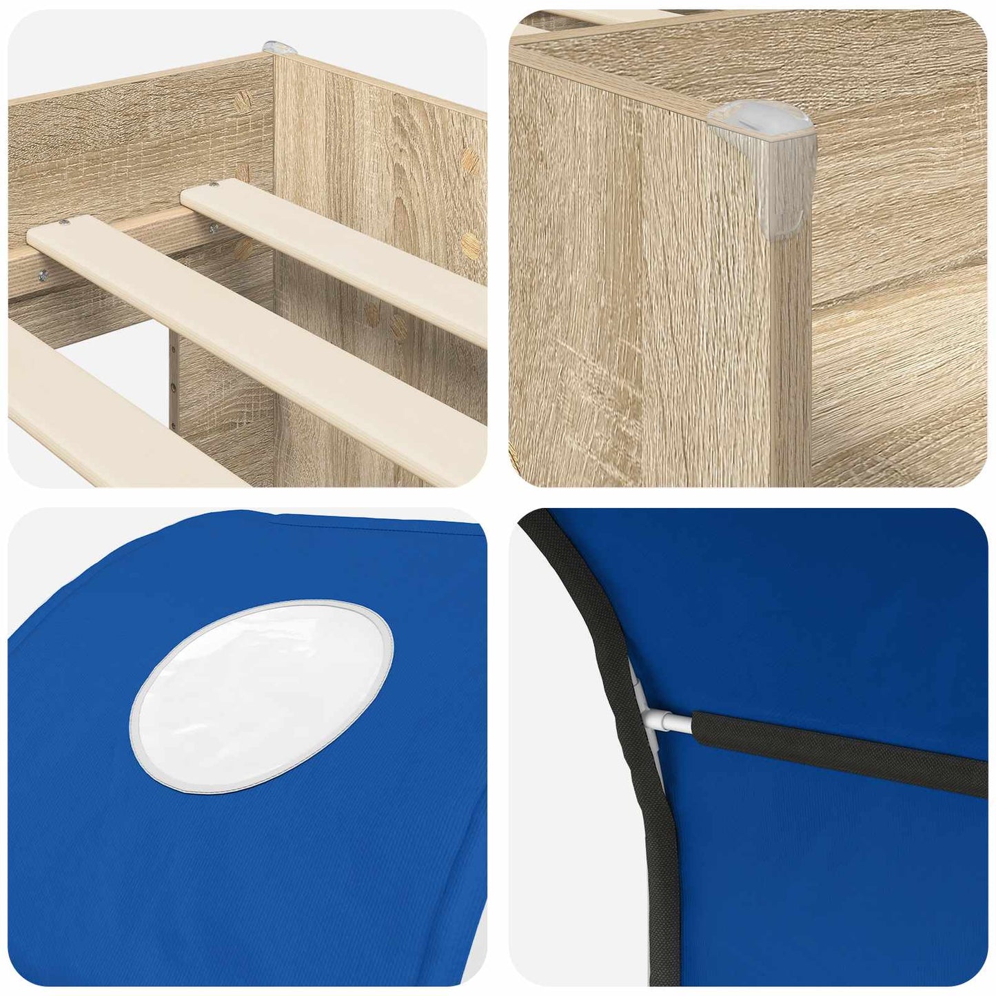 Bed met Tunnel 3 st Sonoma en Blauw Bewerkt hout