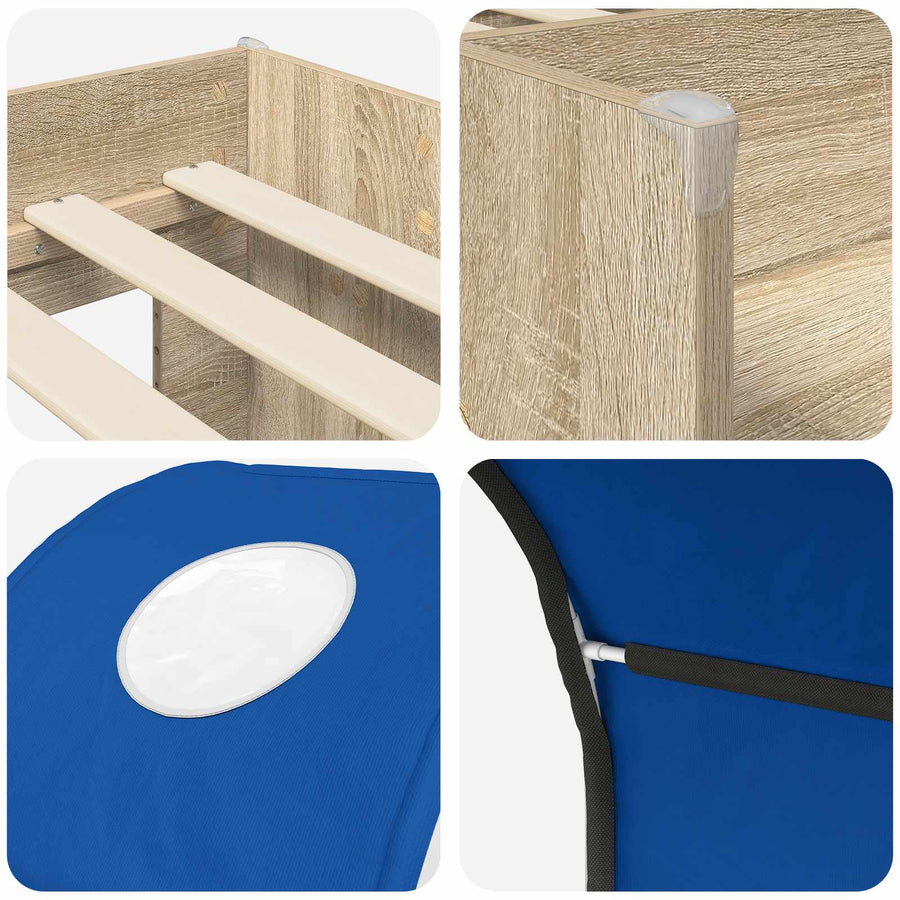 Bed met Tunnel 3 st Sonoma en Blauw Bewerkt hout
