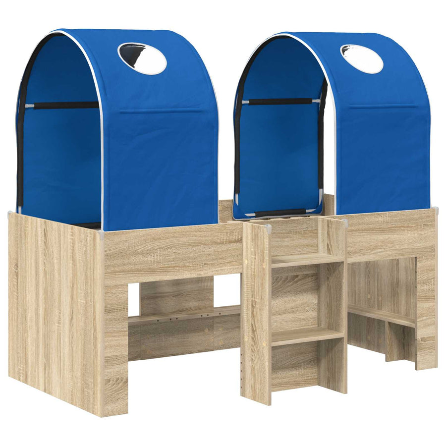 Bed met Tunnel 3 st Sonoma en Blauw Bewerkt hout