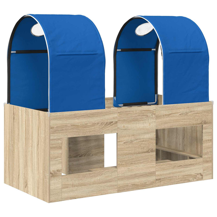 Bed met Tunnel 3 st Sonoma en Blauw Bewerkt hout