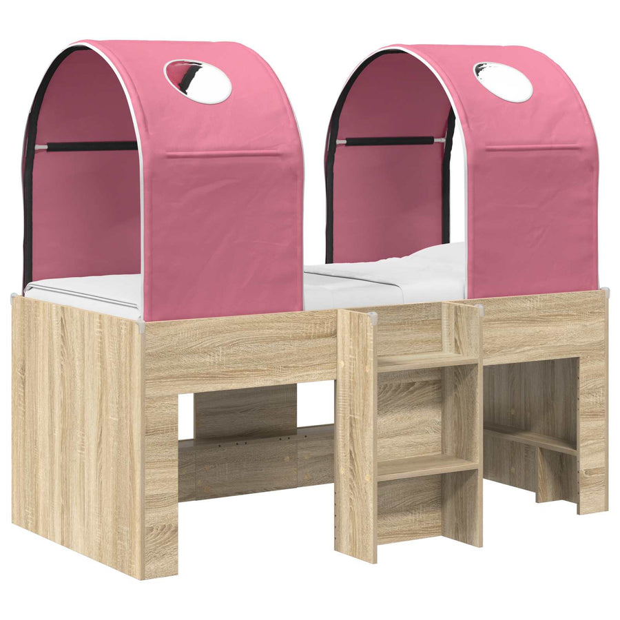 Bed met Tunnel 3 st Sonoma en Roze Bewerkt hout