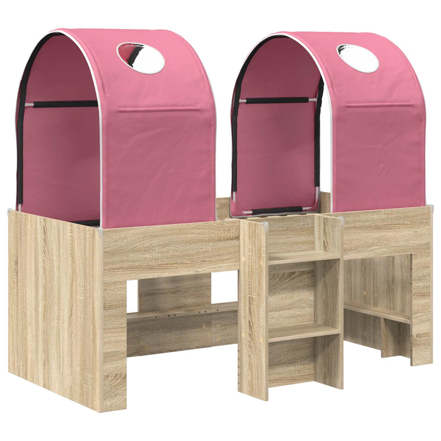 Bed met Tunnel 3 st Sonoma en Roze Bewerkt hout