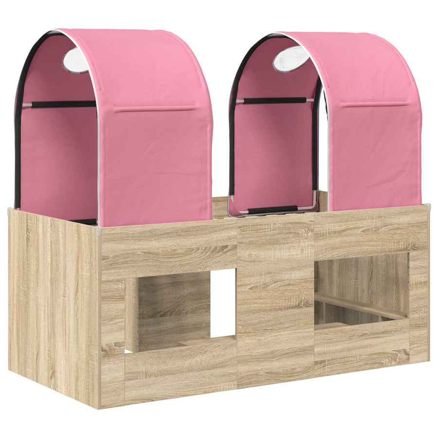 Bed met Tunnel 3 st Sonoma en Roze Bewerkt hout