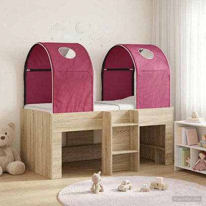 Bed met Tunnel 3 st Sonoma en Rood Bewerkt hout