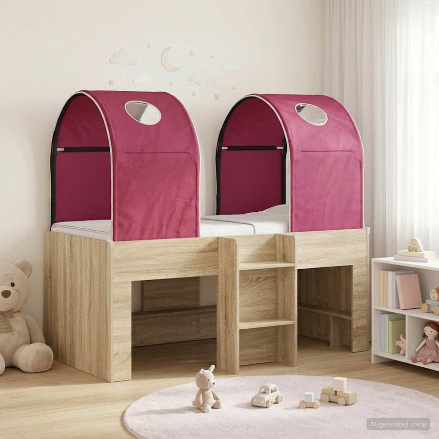 Bed met Tunnel 3 st Sonoma en Rood Bewerkt hout