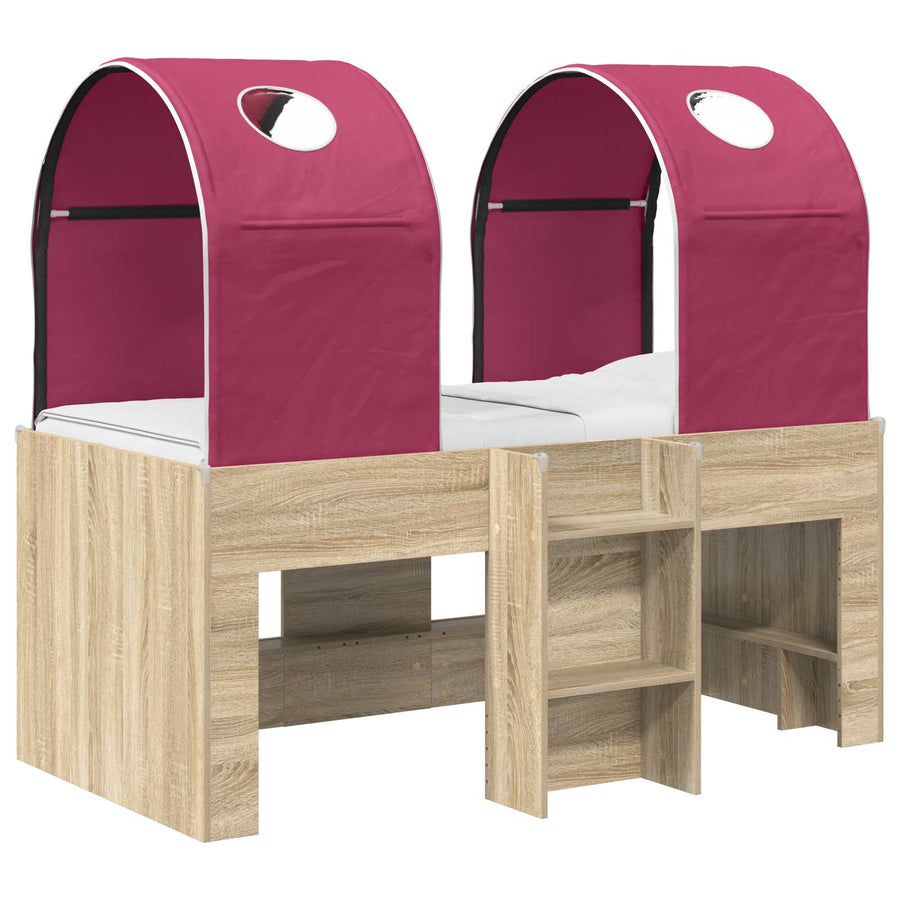 Bed met Tunnel 3 st Sonoma en Rood Bewerkt hout