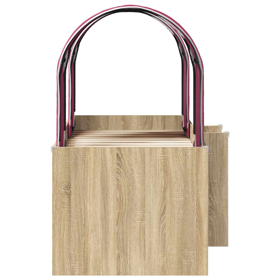 Bed met Tunnel 3 st Sonoma en Rood Bewerkt hout