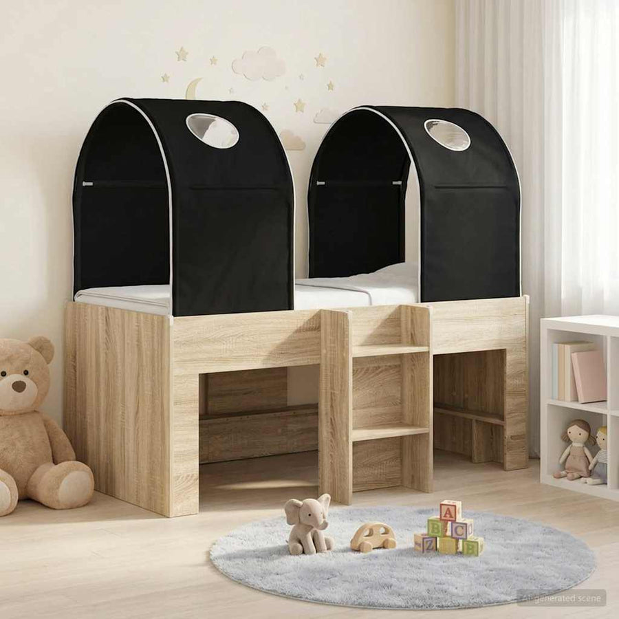 Bed met Tunnel 3 st Sonoma en Zwart Bewerkt hout