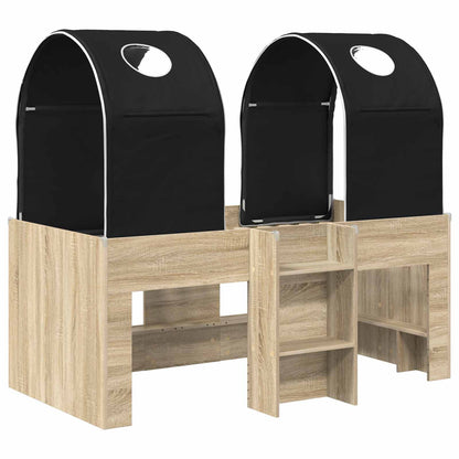 Bed met Tunnel 3 st Sonoma en Zwart Bewerkt hout
