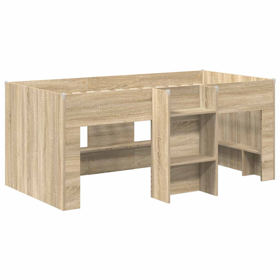 Bed met Tunnel 3 st Sonoma en Zwart Bewerkt hout