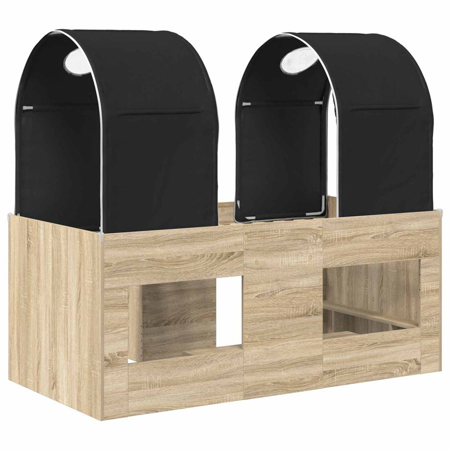 Bed met Tunnel 3 st Sonoma en Zwart Bewerkt hout