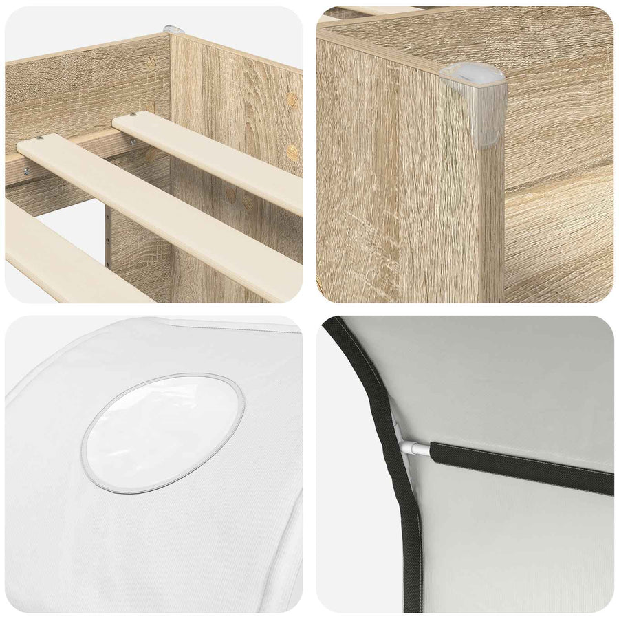 Bed met Tunnel 3 st Sonoma en Wit Bewerkt hout