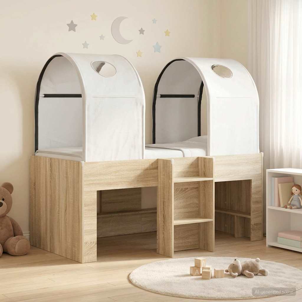 Bed met Tunnel 3 st Sonoma en Wit Bewerkt hout