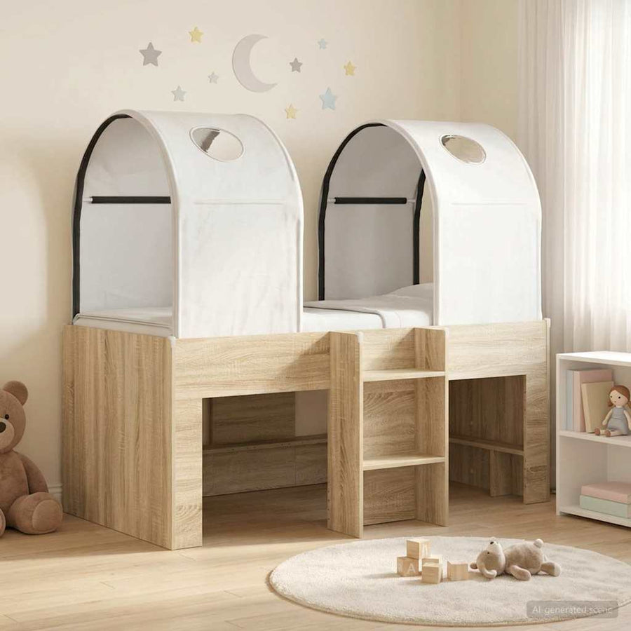 Bed met Tunnel 3 st Sonoma en Wit Bewerkt hout