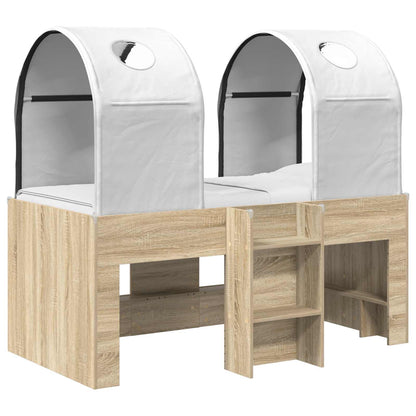 Bed met Tunnel 3 st Sonoma en Wit Bewerkt hout