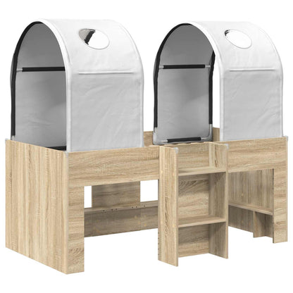 Bed met Tunnel 3 st Sonoma en Wit Bewerkt hout