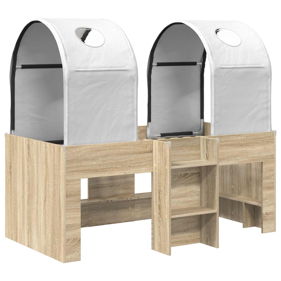 Bed met Tunnel 3 st Sonoma en Wit Bewerkt hout