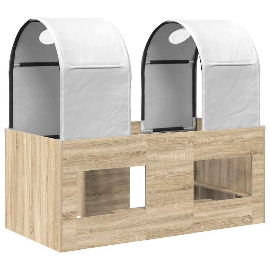 Bed met Tunnel 3 st Sonoma en Wit Bewerkt hout