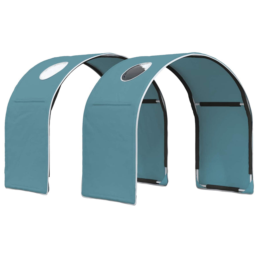 Bed met Tunnel 4 pcs Wit en Lichtblauw Bewerkt hout