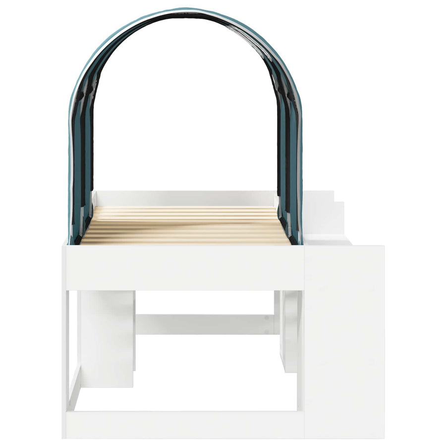 Bed met Tunnel 4 pcs Wit en Lichtblauw Bewerkt hout