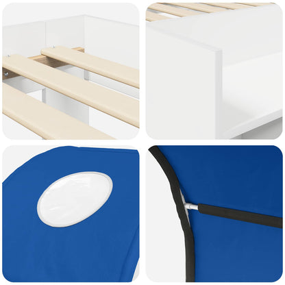 Bed met Tunnel 4 pcs Wit en Blauw Bewerkt hout