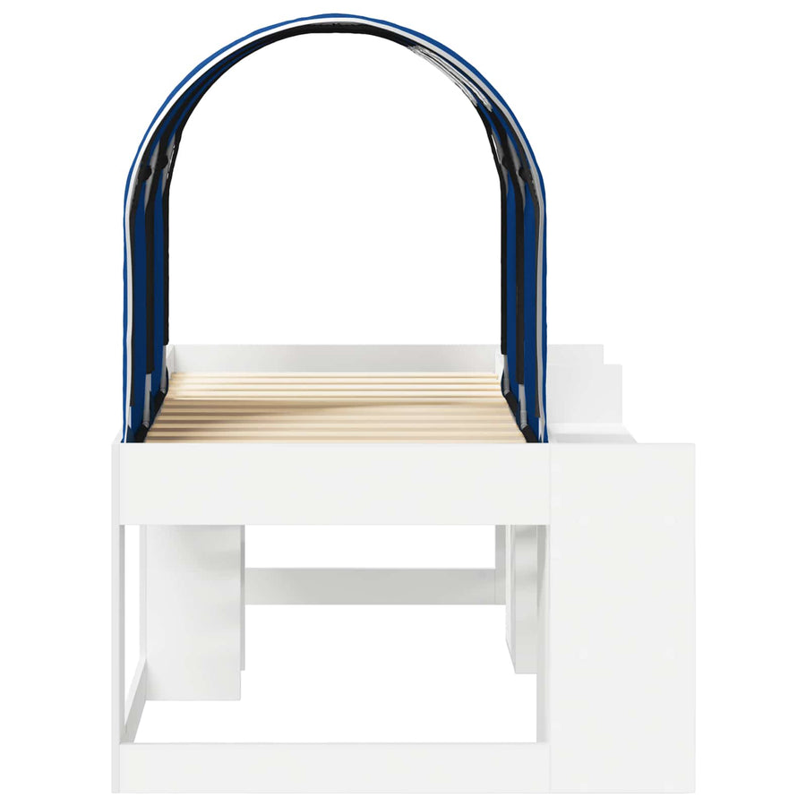 Bed met Tunnel 4 pcs Wit en Blauw Bewerkt hout