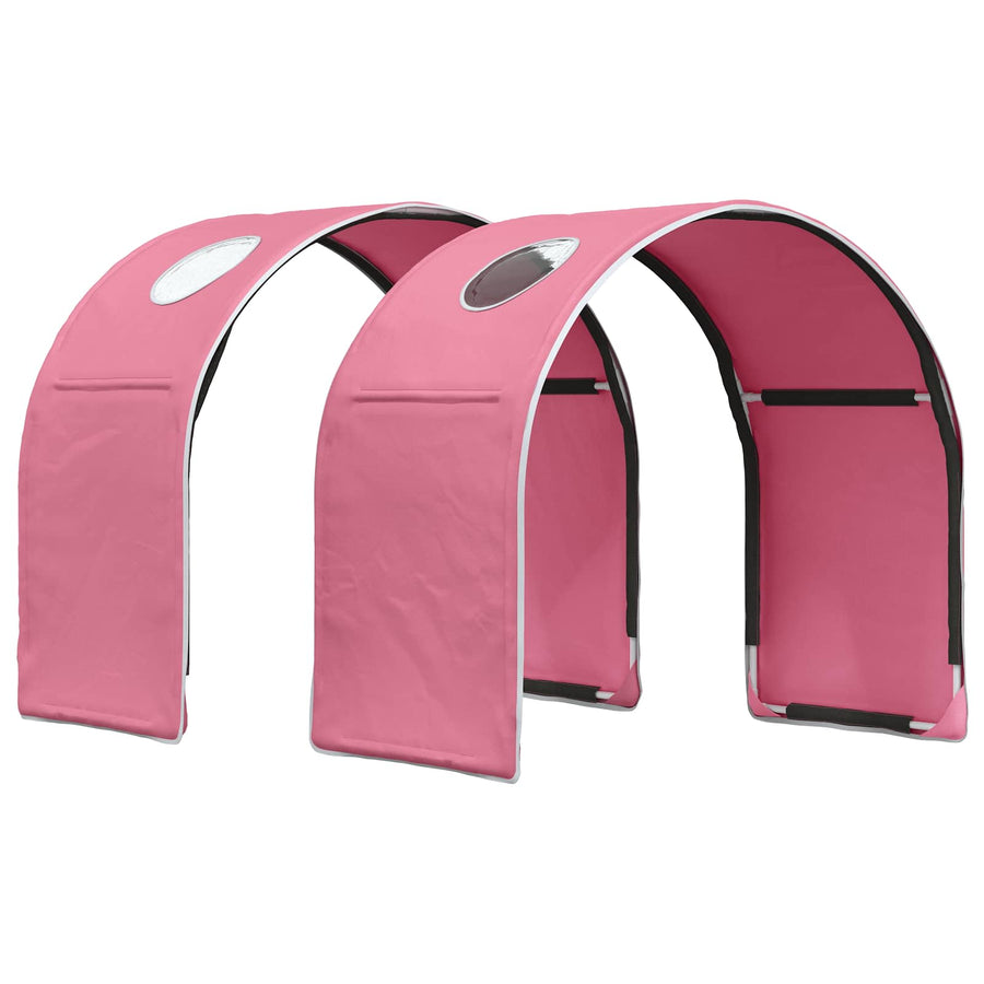 Bed met Tunnel 4 pcs Wit en Roze Bewerkt hout