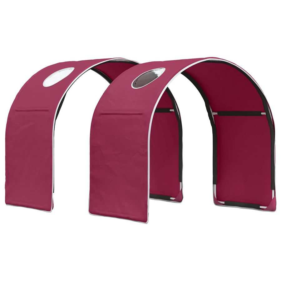 Bed met Tunnel 4 pcs Wit en Rood Bewerkt hout