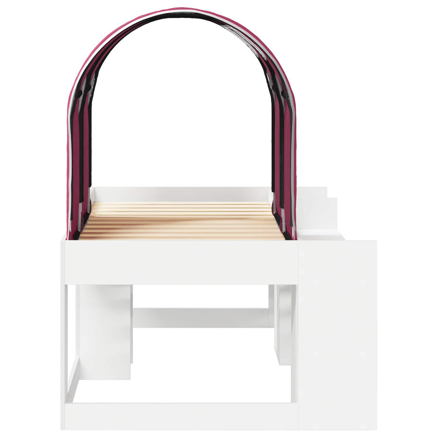 Bed met Tunnel 4 pcs Wit en Rood Bewerkt hout