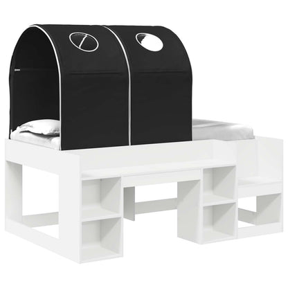 Bed met Tunnel 4 pcs Wit en zwart Bewerkt hout
