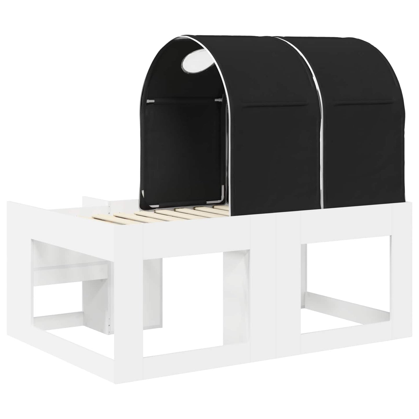 Bed met Tunnel 4 pcs Wit en zwart Bewerkt hout