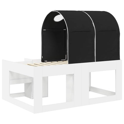 Bed met Tunnel 4 pcs Wit en zwart Bewerkt hout