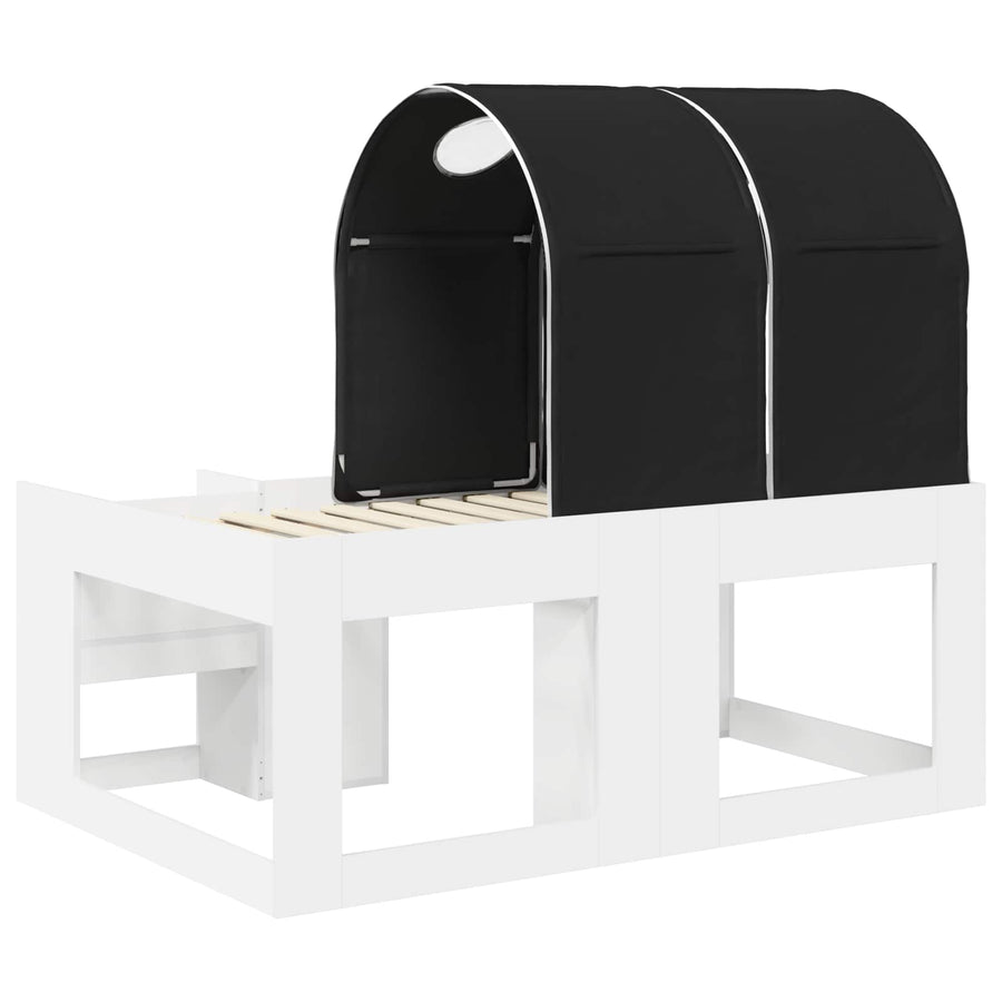 Bed met Tunnel 4 pcs Wit en zwart Bewerkt hout