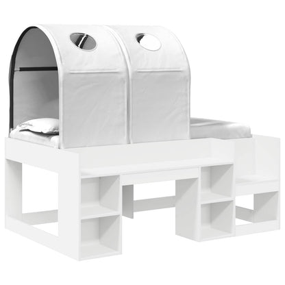 Bed met Tunnel 4 pcs Wit Bewerkt hout