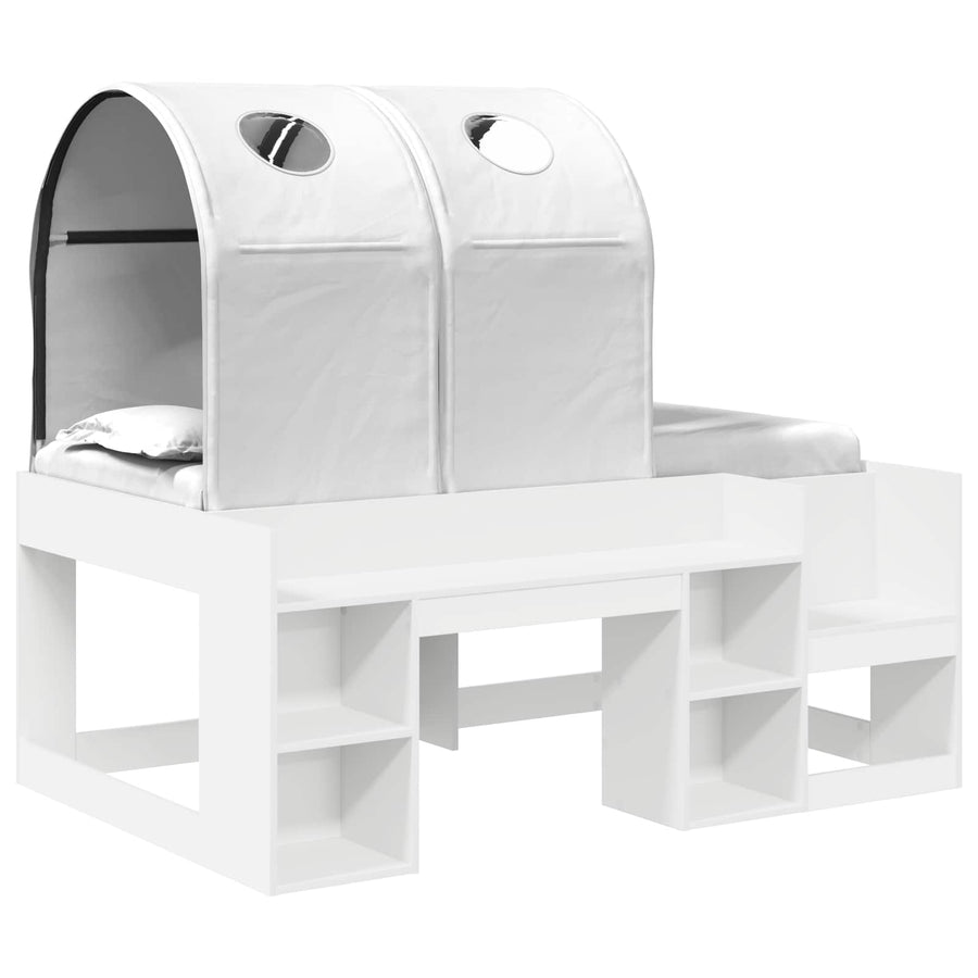 Bed met Tunnel 4 pcs Wit Bewerkt hout