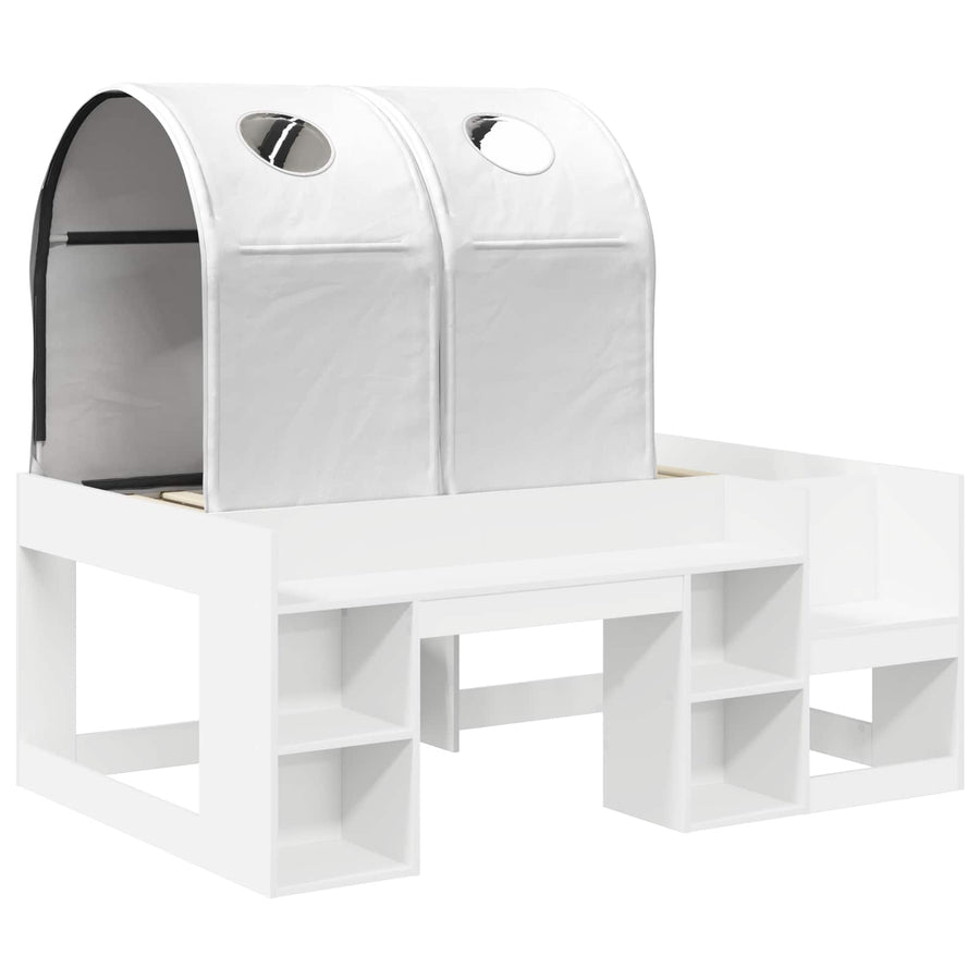Bed met Tunnel 4 pcs Wit Bewerkt hout