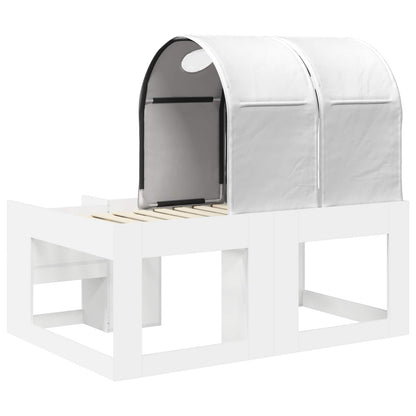 Bed met Tunnel 4 pcs Wit Bewerkt hout