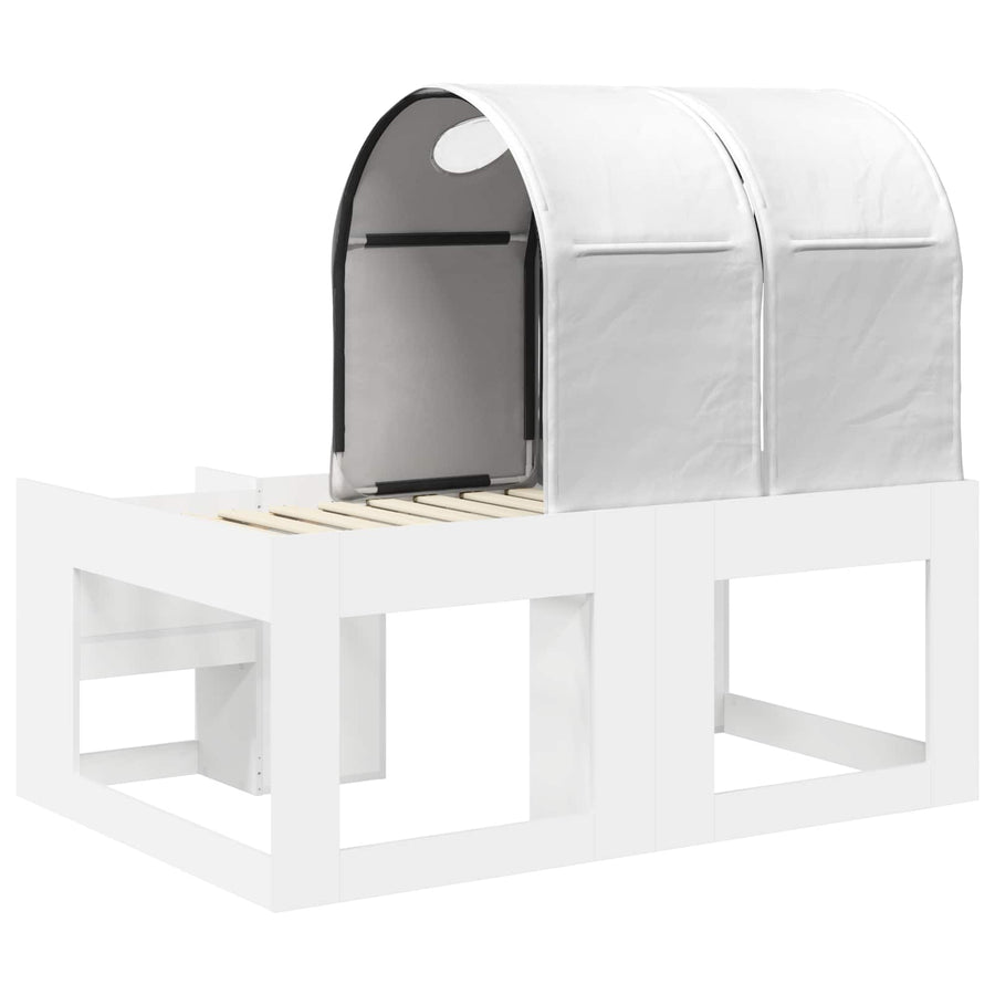 Bed met Tunnel 4 pcs Wit Bewerkt hout